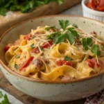 Rotel pasta recipe served hot in a ceramic bowl