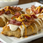 Chicken Bacon Ranch recipe served hot in a baking dish