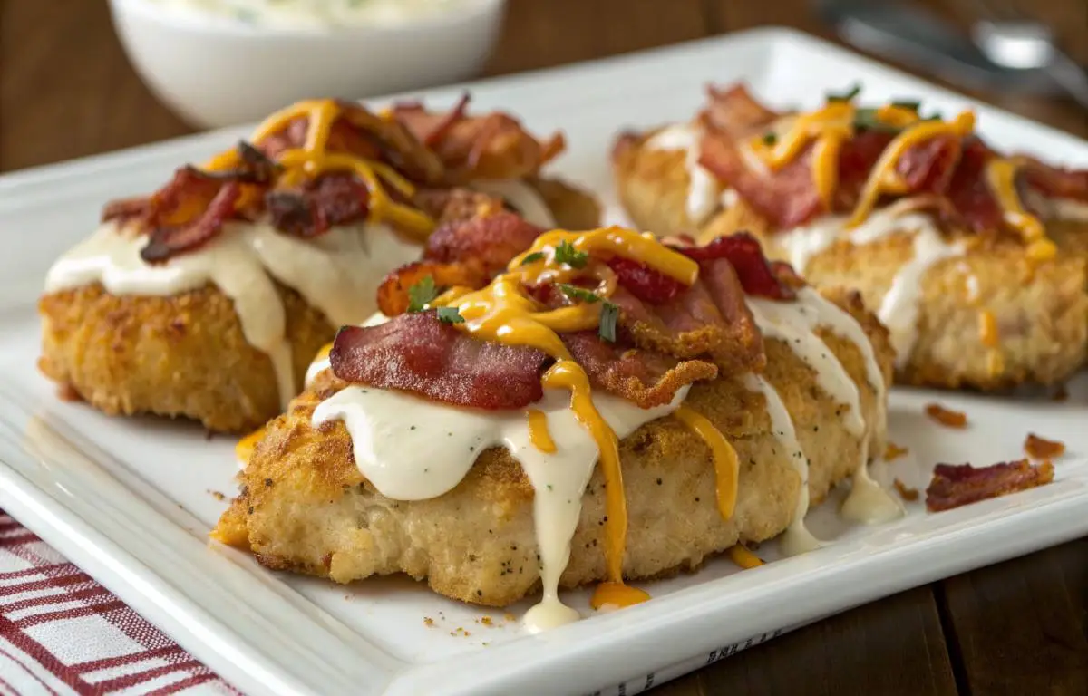 Chicken Bacon Ranch recipe served hot in a baking dish