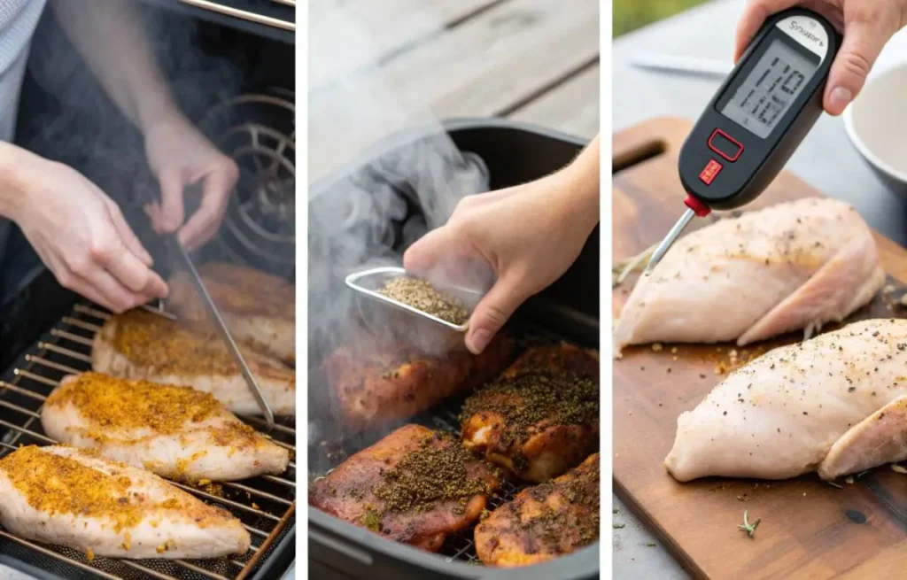 Step-by-step smoked chicken breast cooking process