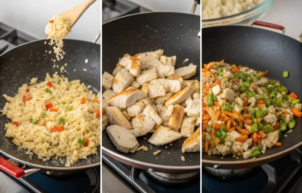 Benihana Chicken Fried Rice step by step cooking process