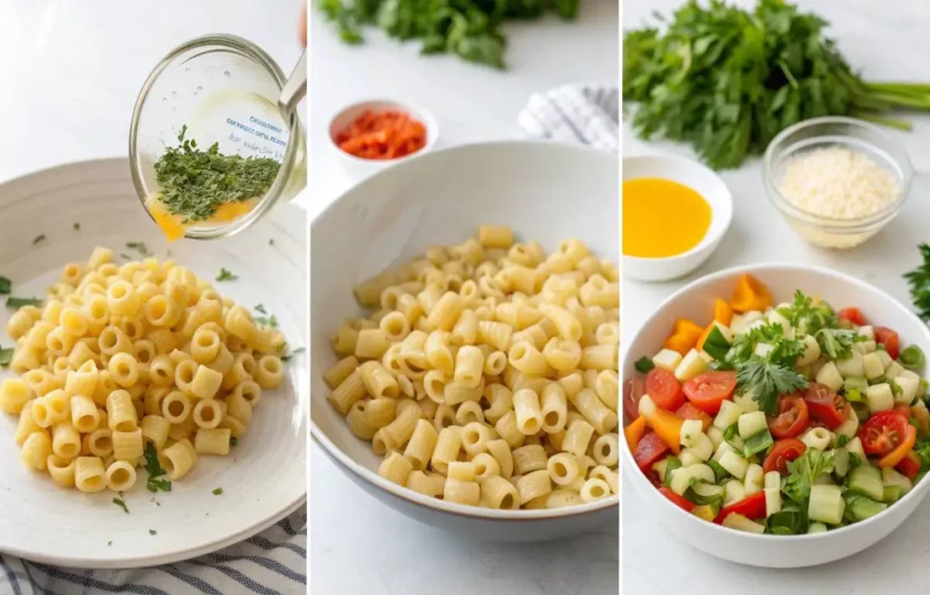 Step-by-step preparation of ditalini pasta salad