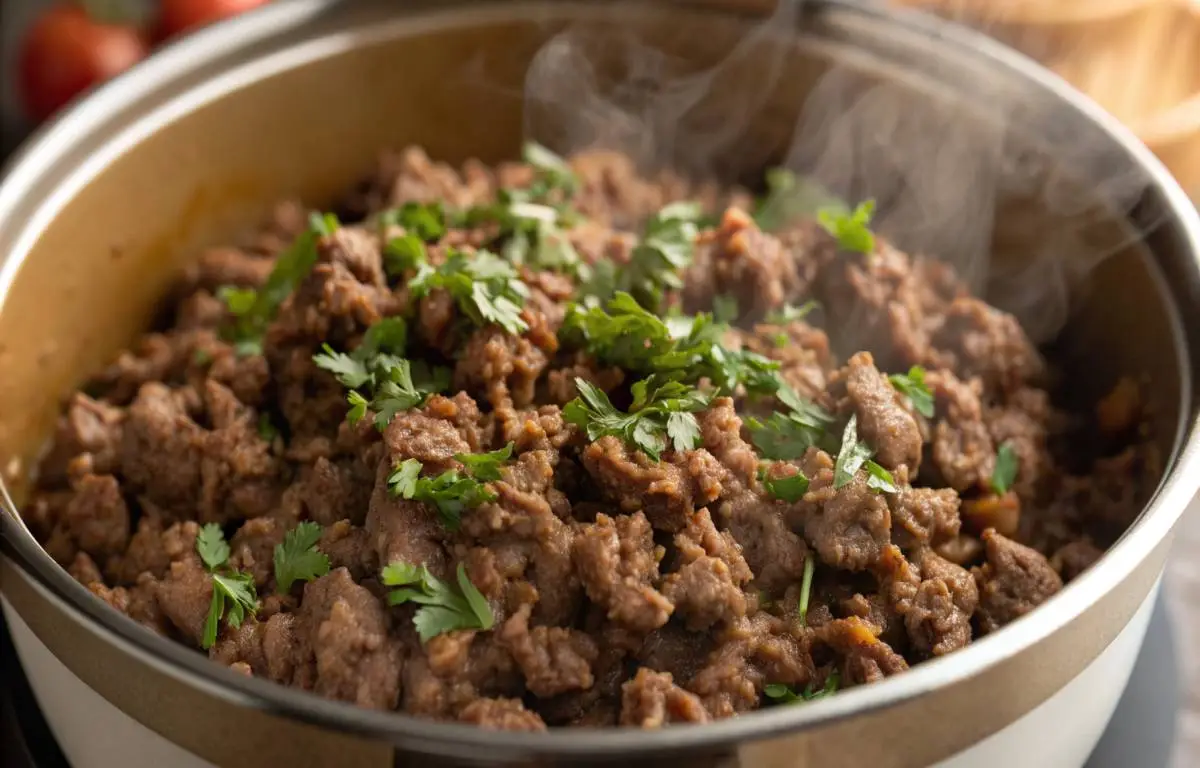 Instant Pot Ground Beef served hot and flavorful