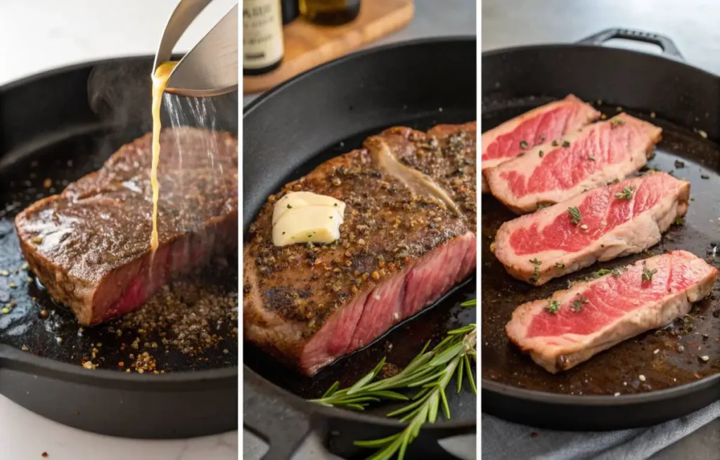 Step-by-step process of cooking Beef Strip Steak